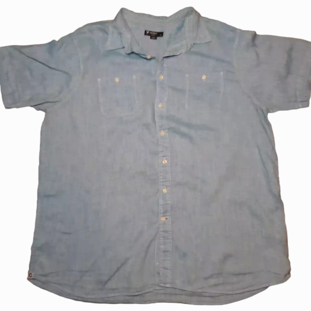 Cremieux Linen Button Down Short sleeve shirt, 2 chest pockets, sz 3XT